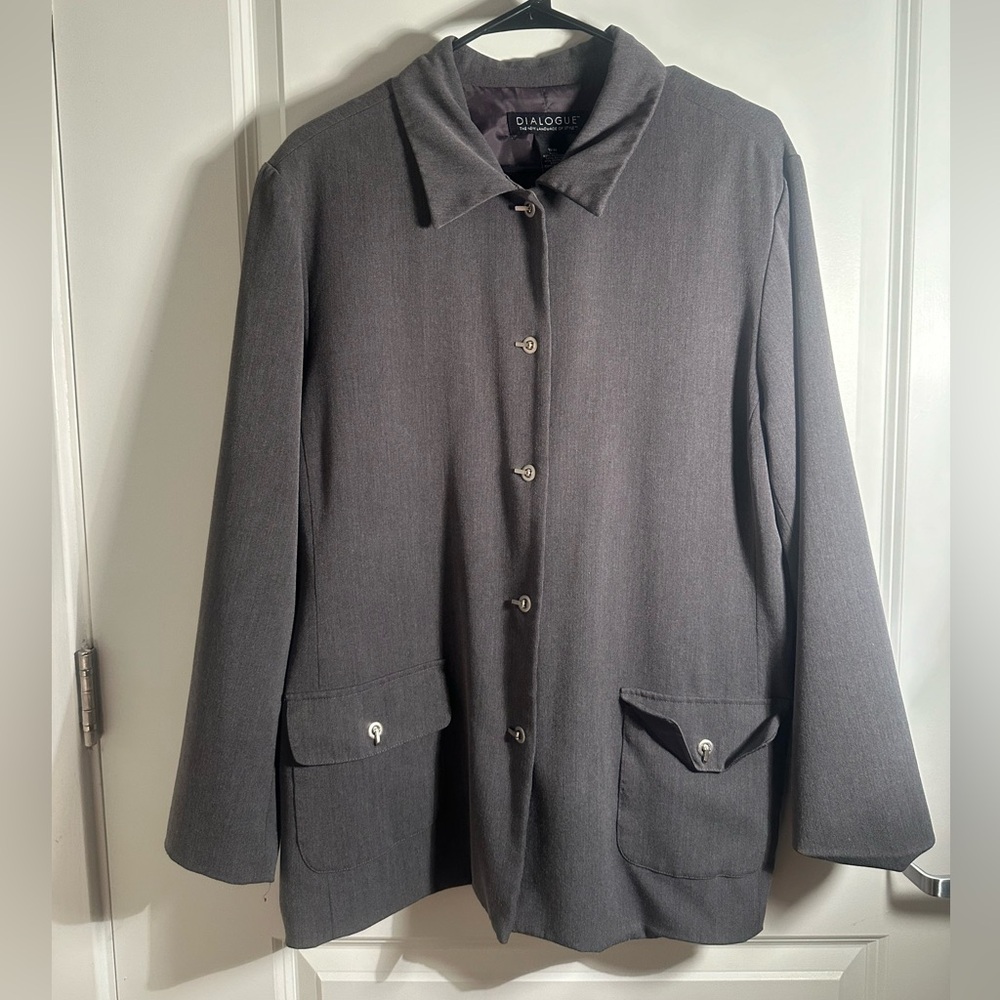 Dialogue Gray Steel Buttoned Jacket - Picture 2 of 6